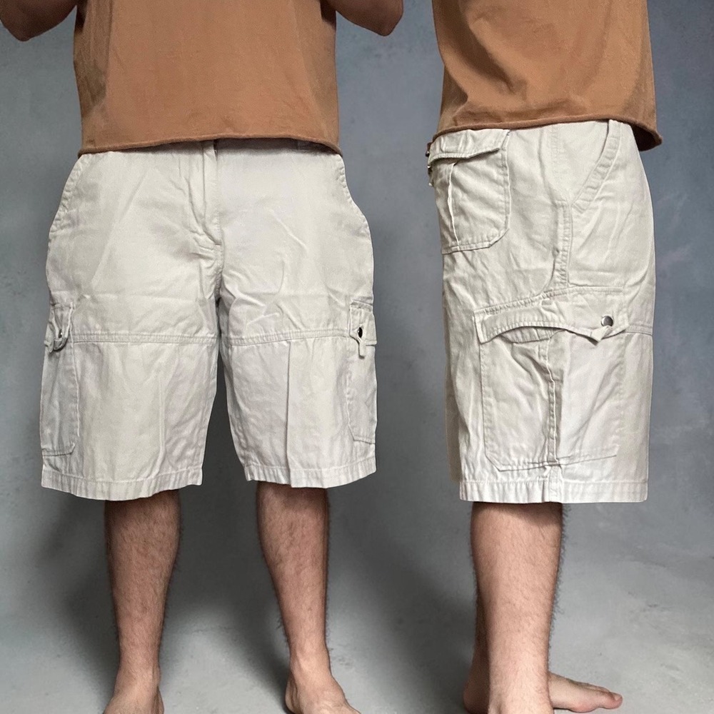Route 66 Tan Khaki Cargo Shorts Skater Baggy Y2K Vintage Size 36